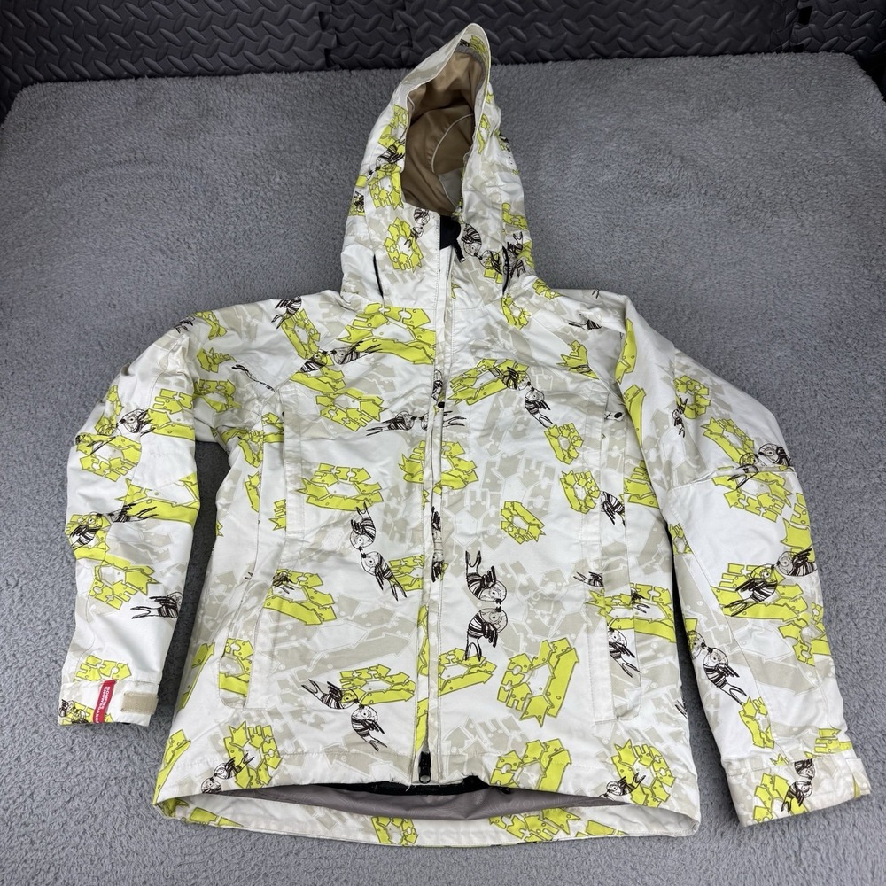 Bonefire Snowboarding Company Women's Jacket‎ Size Small White Green Y2k